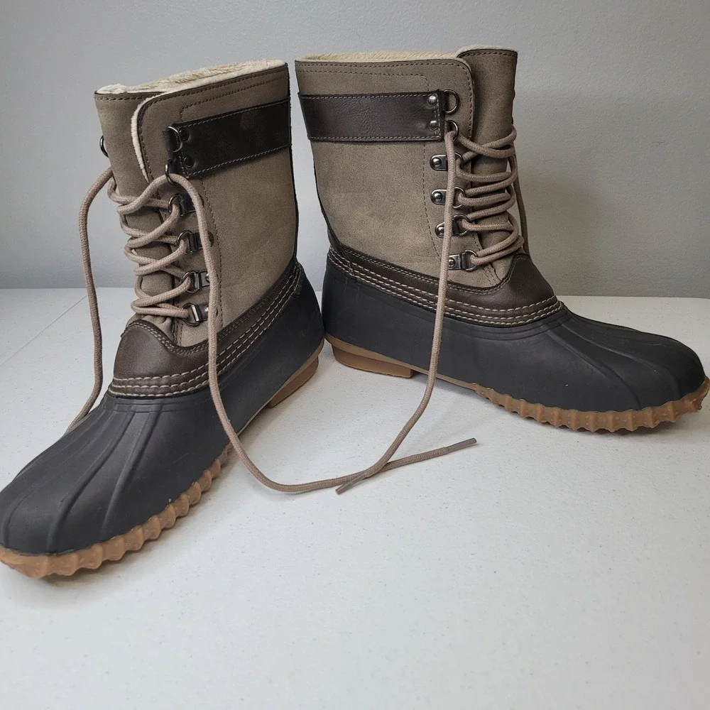 Esprit Cove Womens Duck Boots Brown Tan Faux Fur Lined Winter NETAUG16 Size‎ 8.5